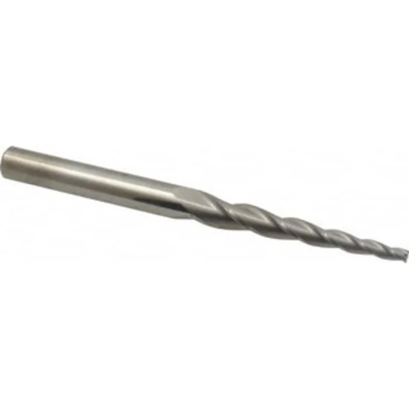 Accupro 3 per Side 3/16 Small End Diam 3 LOC 3-Flute Solid Carbide Tapered Square End Mill Uncoated, 1/2 Shank Diam, ...